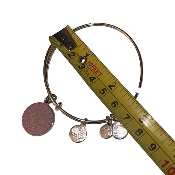 *NEW* Alex And Ani Shiny Silver Spiral Sun Charm Bangle Bracelet - Picture 4 of 9